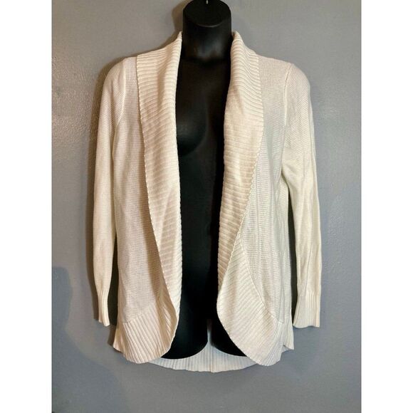 eddie bauer white knit open front cardigan - Picture 1 of 6